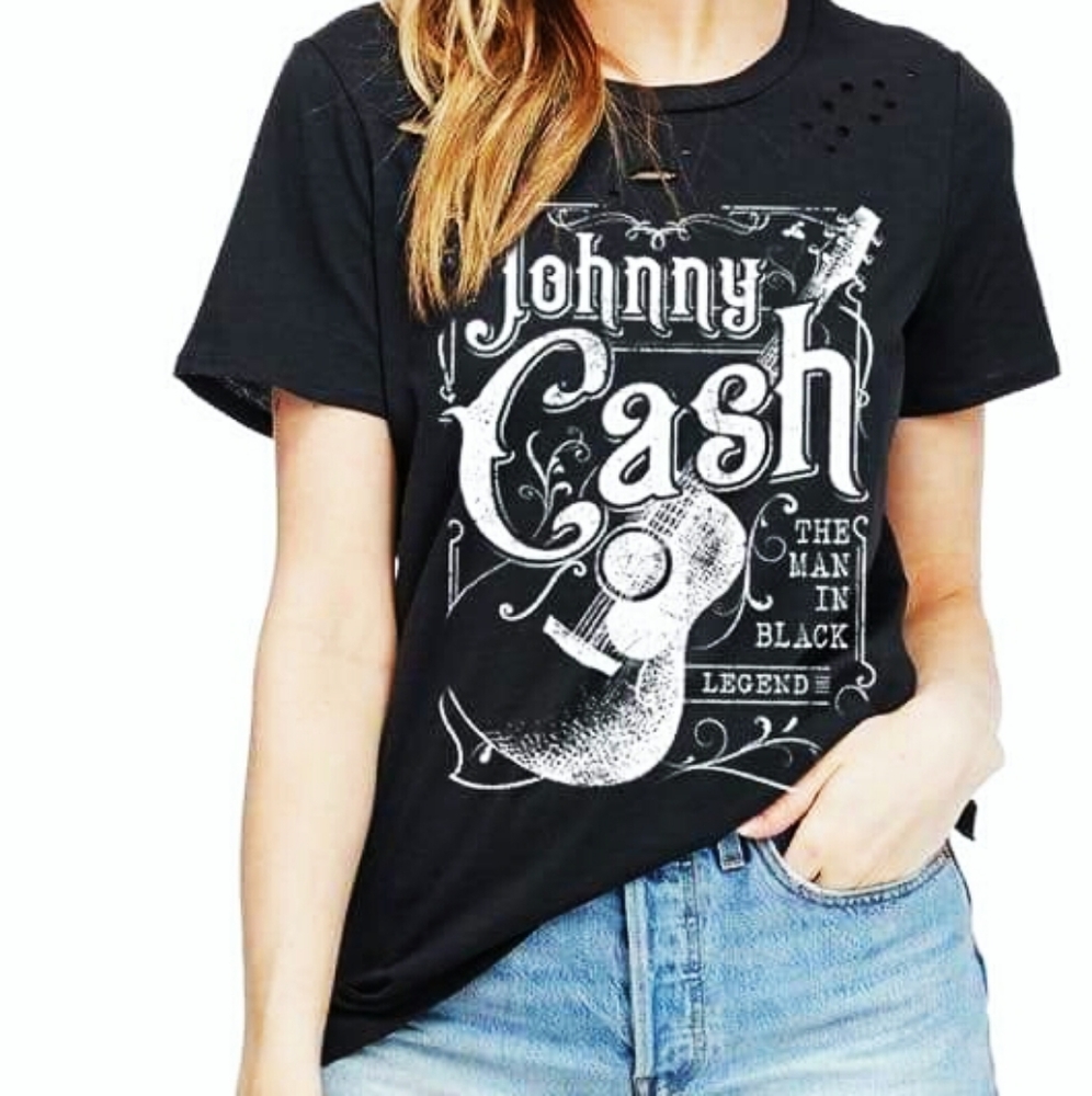 Johnny Cash Distressed Top